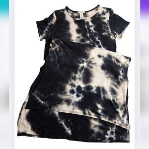 Caution To The Wind Black White Tie-Dye Womens Dress Hi-Low Stretch Boho CH-0911